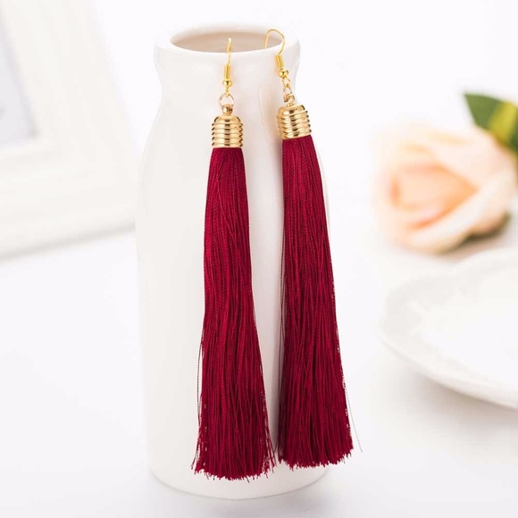 Boutique Jewelry - 5 for $25 Dark Red Tassel Drop Earrings